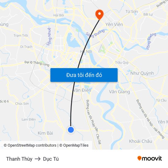 Thanh Thùy to Dục Tú map