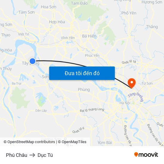 Phú Châu to Dục Tú map