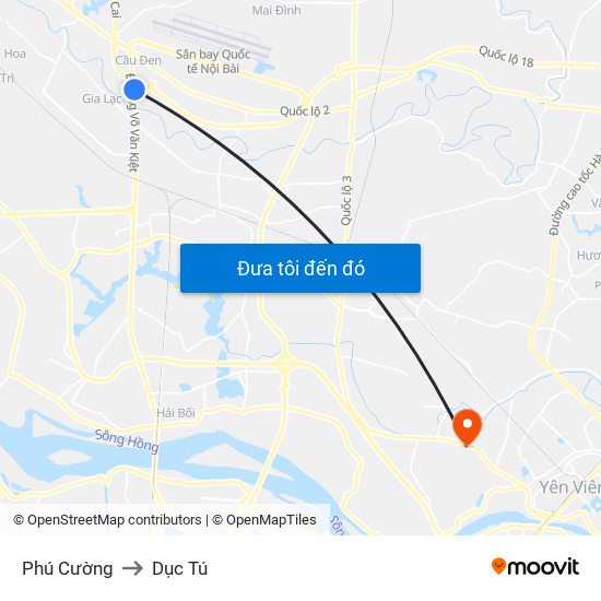 Phú Cường to Dục Tú map
