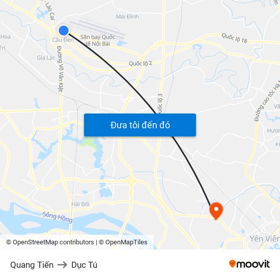 Quang Tiến to Dục Tú map