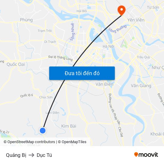 Quảng Bị to Dục Tú map