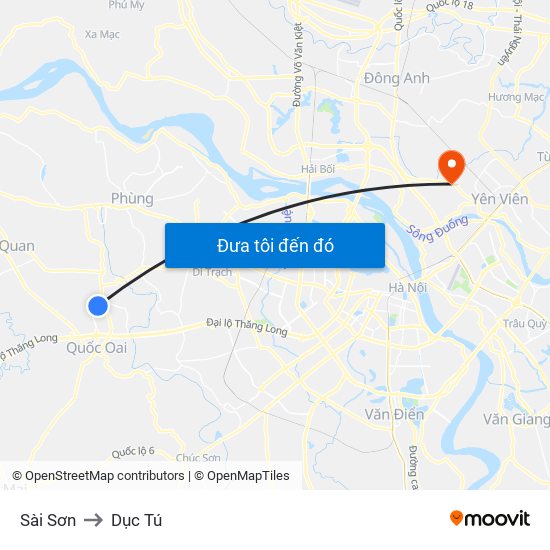 Sài Sơn to Dục Tú map