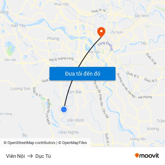 Viên Nội to Dục Tú map