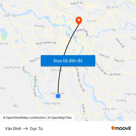 Vân Đình to Dục Tú map