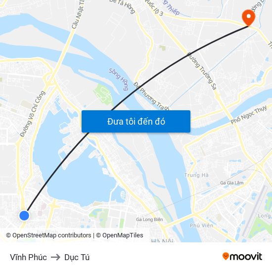 Vĩnh Phúc to Dục Tú map
