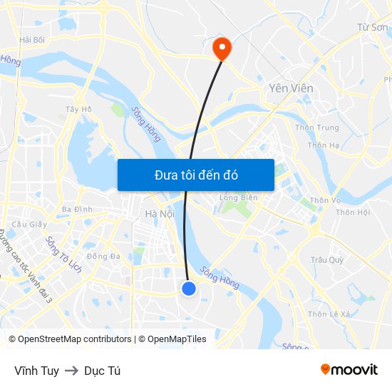 Vĩnh Tuy to Dục Tú map