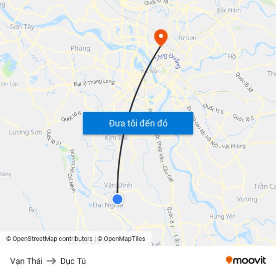 Vạn Thái to Dục Tú map