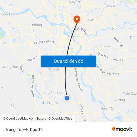 Trung Tú to Dục Tú map