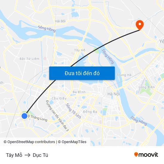 Tây Mỗ to Dục Tú map