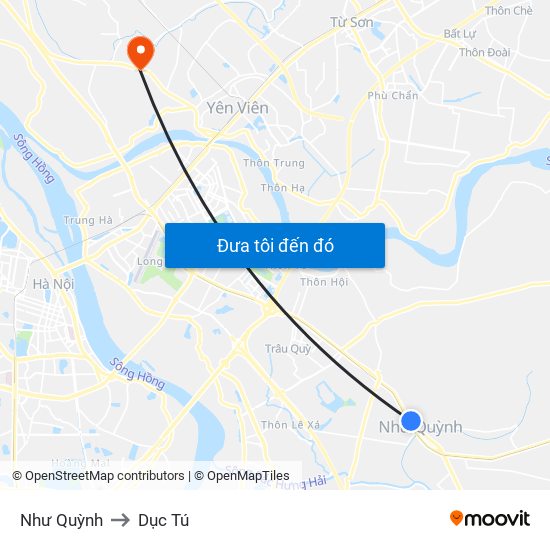 Như Quỳnh to Dục Tú map