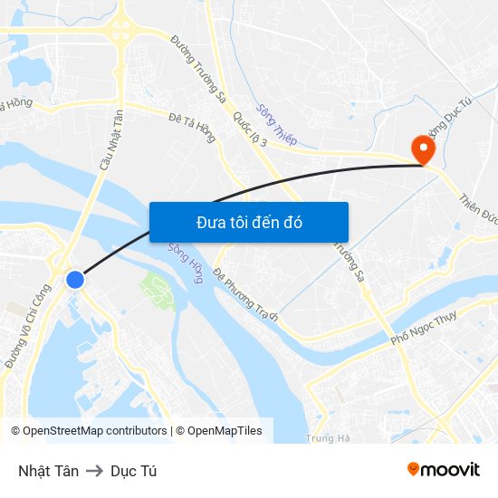 Nhật Tân to Dục Tú map