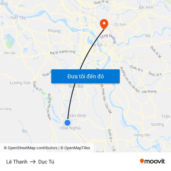 Lê Thanh to Dục Tú map