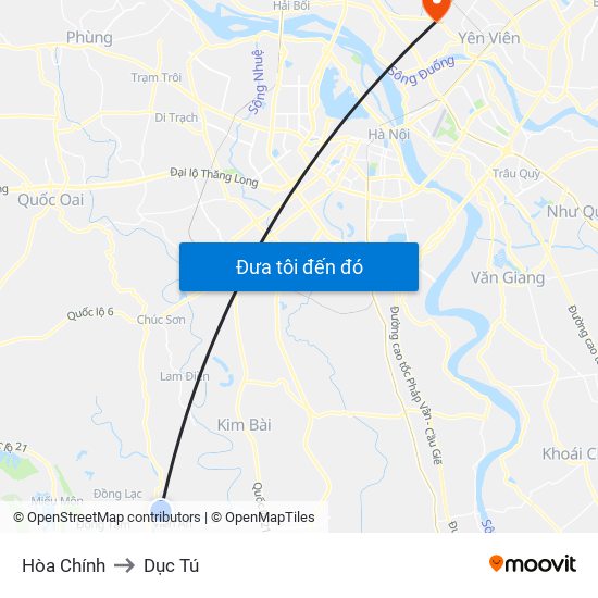 Hòa Chính to Dục Tú map