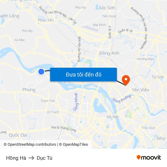 Hồng Hà to Dục Tú map