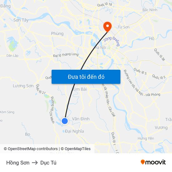 Hồng Sơn to Dục Tú map