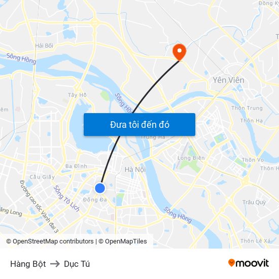 Hàng Bột to Dục Tú map