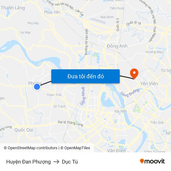 Huyện Đan Phượng to Dục Tú map