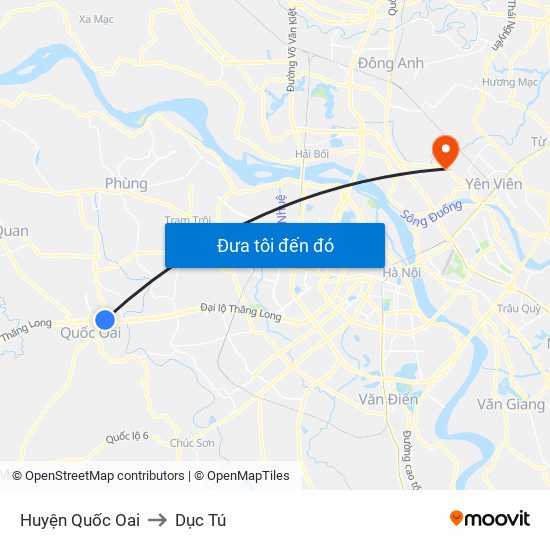 Huyện Quốc Oai to Dục Tú map