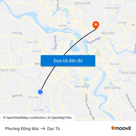 Phường Đồng Mai to Dục Tú map