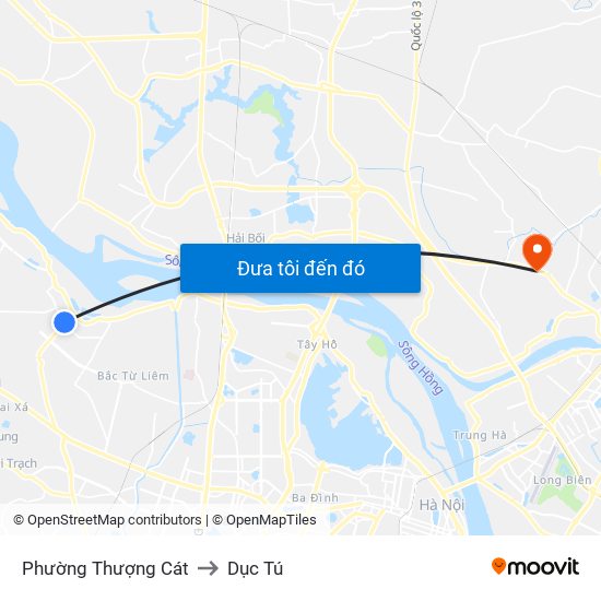 Phường Thượng Cát to Dục Tú map