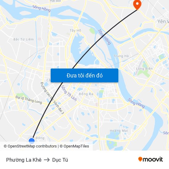 Phường La Khê to Dục Tú map
