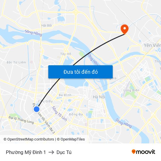 Phường Mỹ Đình 1 to Dục Tú map