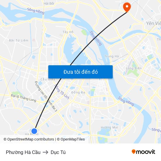 Phường Hà Cầu to Dục Tú map