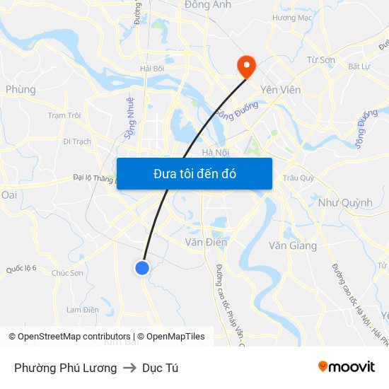 Phường Phú Lương to Dục Tú map