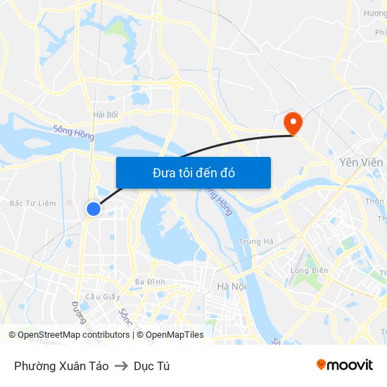 Phường Xuân Tảo to Dục Tú map