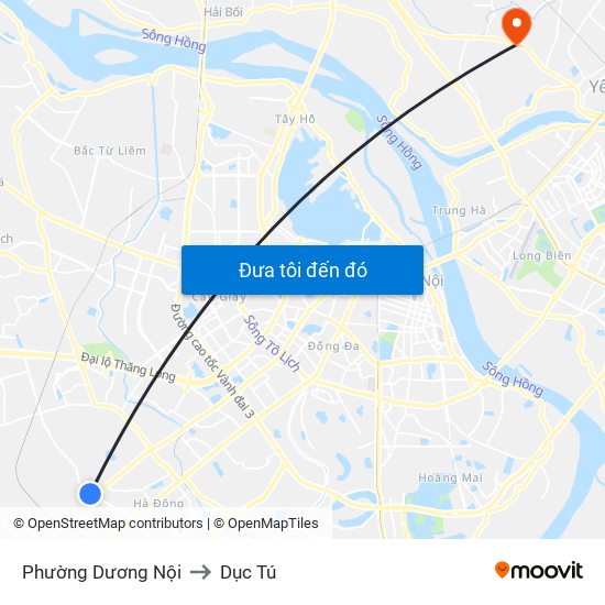 Phường Dương Nội to Dục Tú map