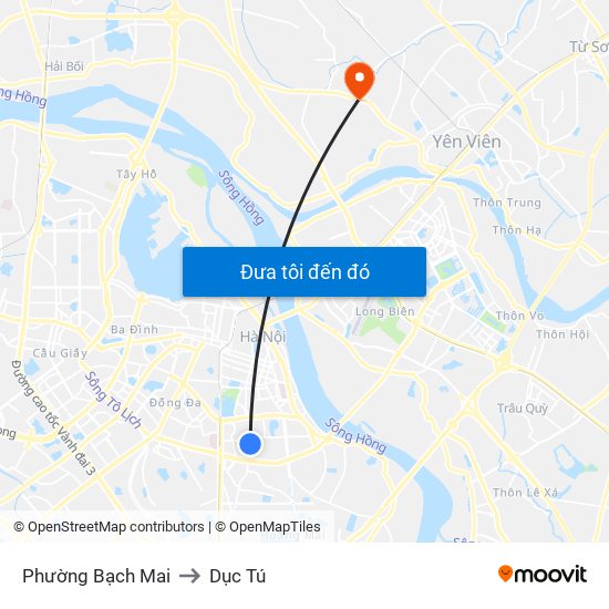 Phường Bạch Mai to Dục Tú map