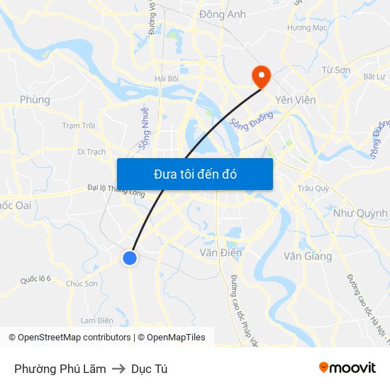 Phường Phú Lãm to Dục Tú map