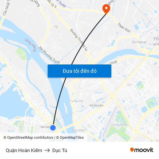 Quận Hoàn Kiếm to Dục Tú map