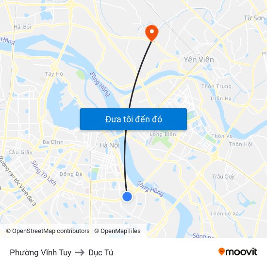 Phường Vĩnh Tuy to Dục Tú map