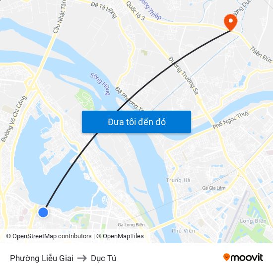 Phường Liễu Giai to Dục Tú map