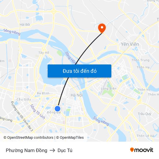 Phường Nam Đồng to Dục Tú map