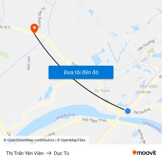 Thị Trấn Yên Viên to Dục Tú map