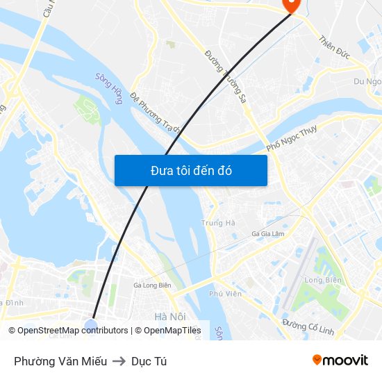Phường Văn Miếu to Dục Tú map