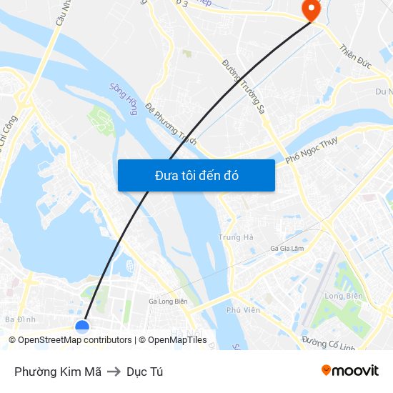 Phường Kim Mã to Dục Tú map