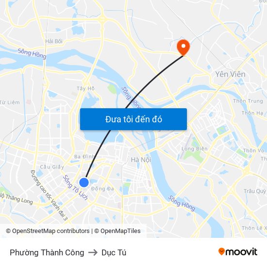 Phường Thành Công to Dục Tú map