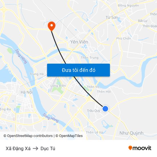 Xã Đặng Xá to Dục Tú map