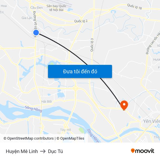 Huyện Mê Linh to Dục Tú map