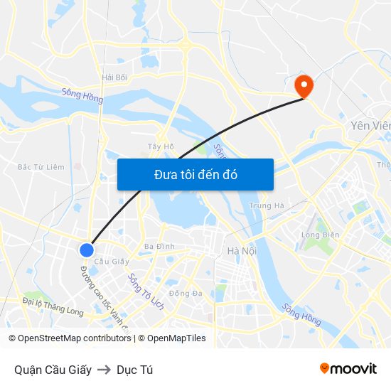 Quận Cầu Giấy to Dục Tú map