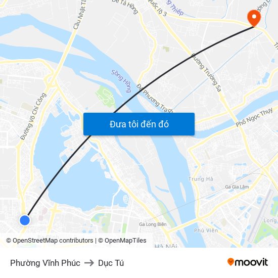 Phường Vĩnh Phúc to Dục Tú map