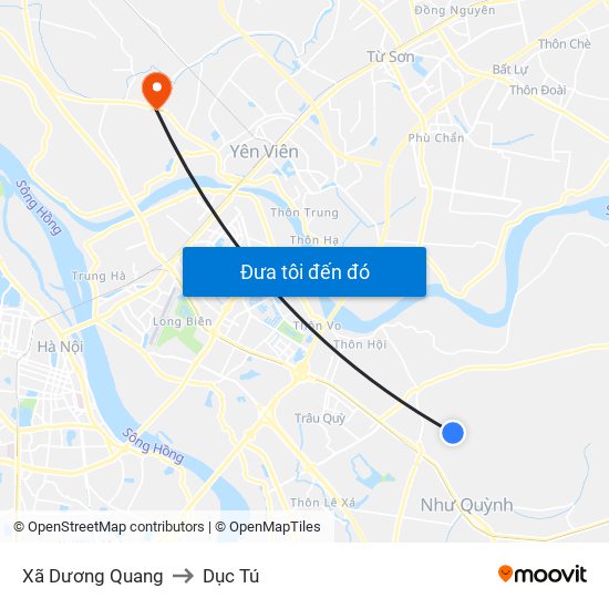 Xã Dương Quang to Dục Tú map