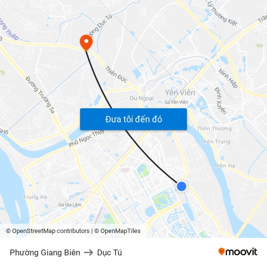 Phường Giang Biên to Dục Tú map