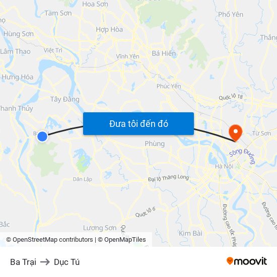Ba Trại to Dục Tú map