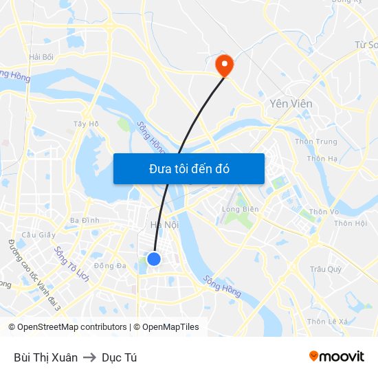 Bùi Thị Xuân to Dục Tú map