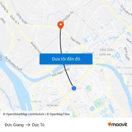 Đức Giang to Dục Tú map