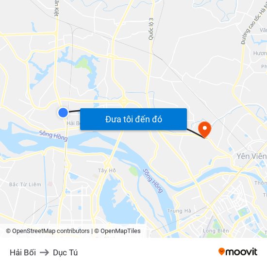 Hải Bối to Dục Tú map